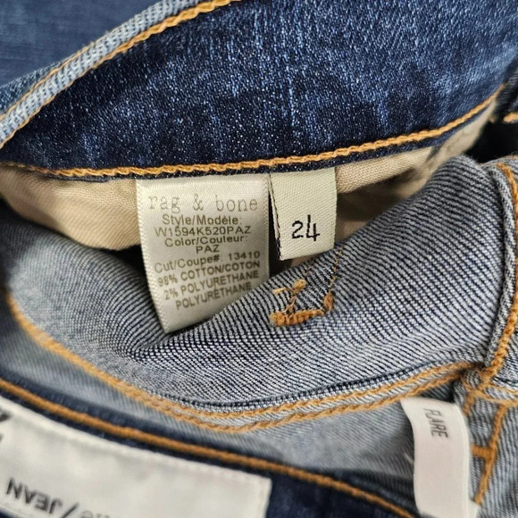 Rag & Bone  Women's Crop Flare Jeans Size 24 Blue Denim Frayed Hem - Picture 9 of 9